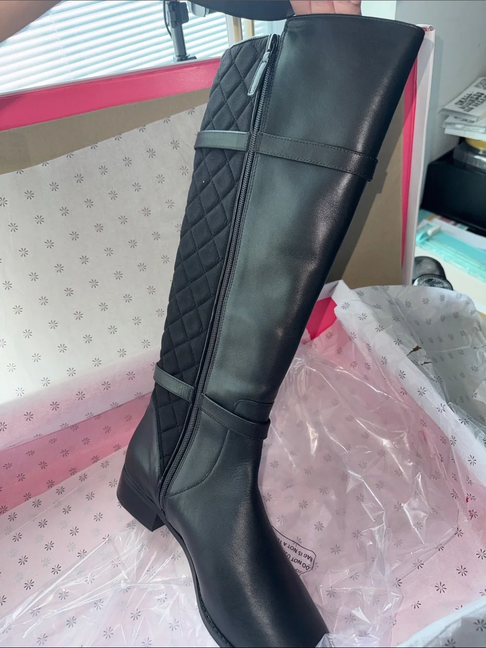 Isaac Mizrahi Black Quilted Over-the-Knee Riding size 10 WIDE CALF BootsNWT
